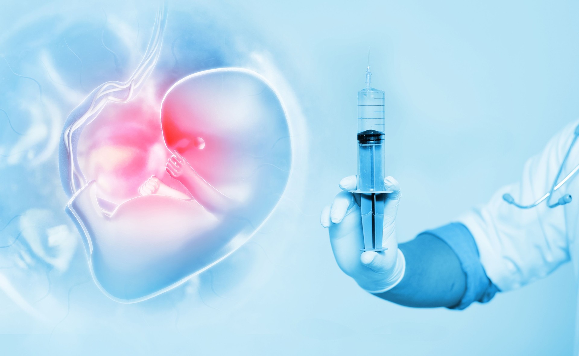 Embryo transfer procedure for IVF. 3d illustration