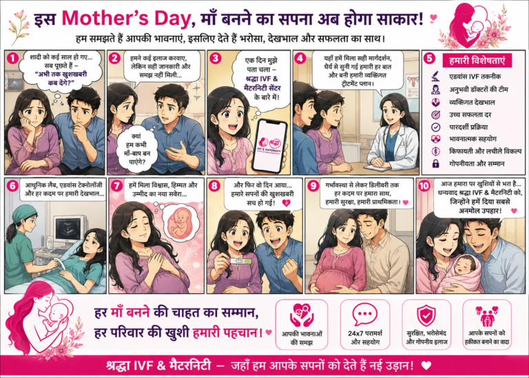 Mother’s Day fertility hope comic poster by Shradha IVF in Hindi
